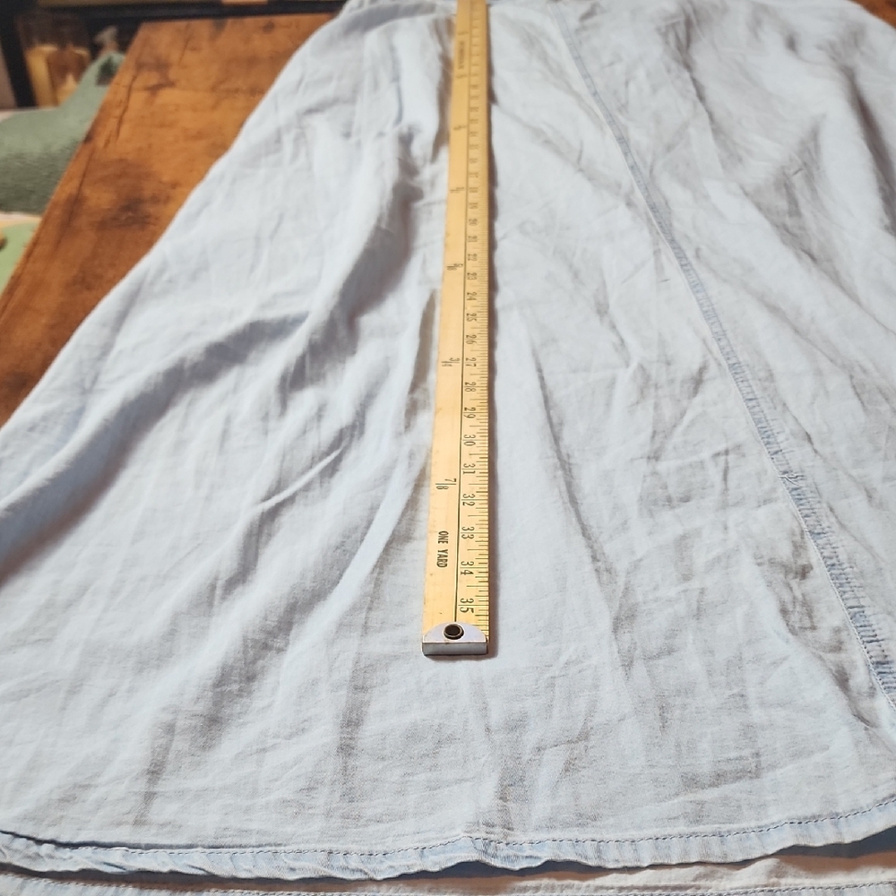 PISTOLA | Baez Light Wash Blue‎ Chambray Snap Front Long Maxi Skirt Pockets | M - Picture 8 of 10